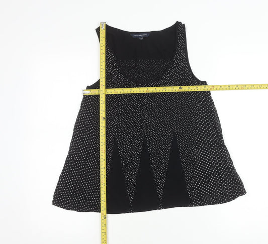 French Connection Womens Black Polka Dot Viscose Tank Top Size 8
