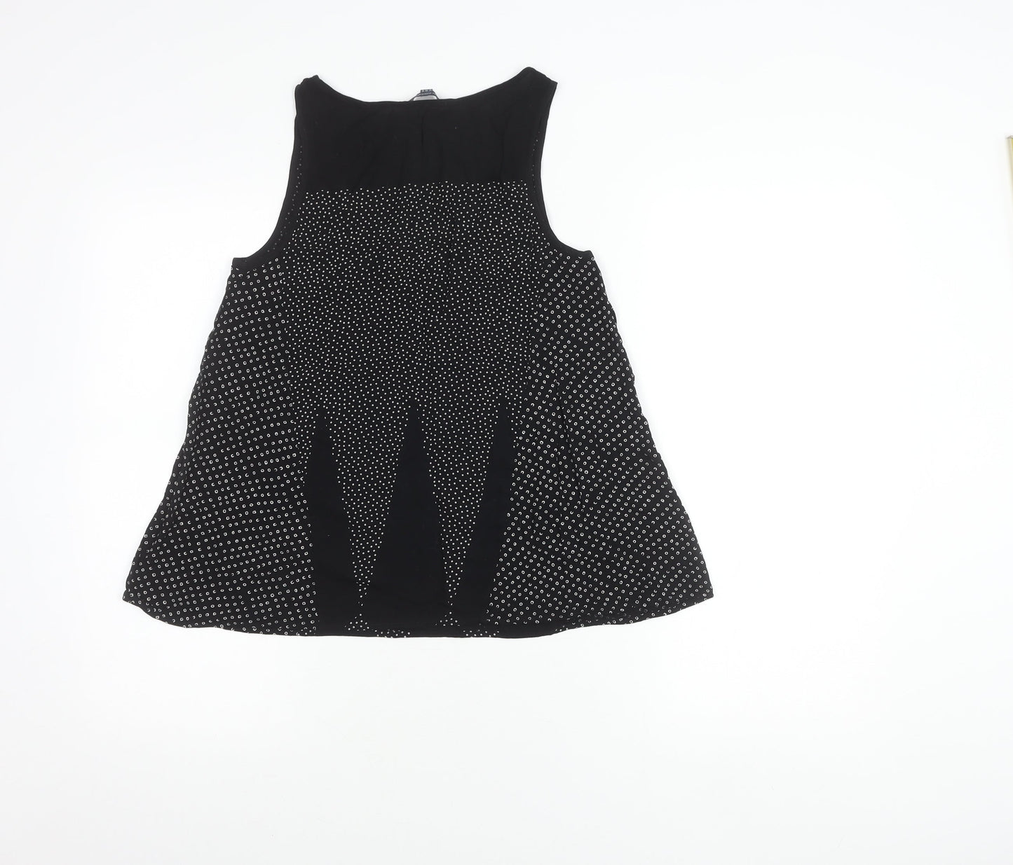 French Connection Womens Black Polka Dot Viscose Tank Top Size 8