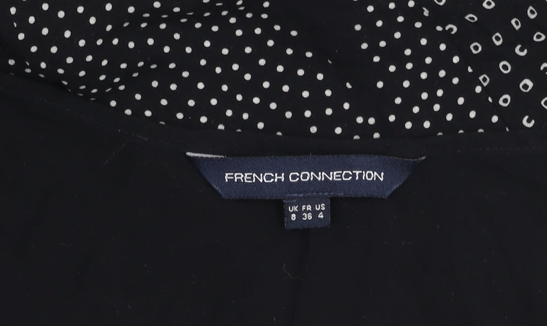 French Connection Womens Black Polka Dot Viscose Tank Top Size 8