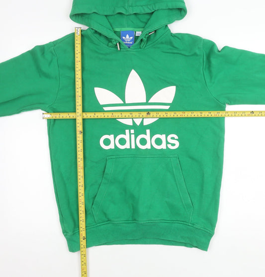Adidas Mens Green Pullover Hoodie Small Logo Sportswear