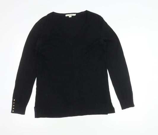 Boden Womens Black V-Neck Pullover Jumper Size S Cotton Blend
