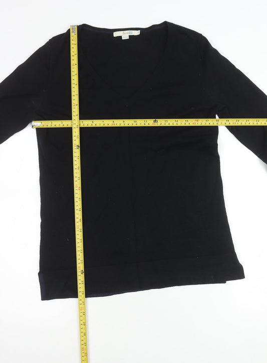 Boden Womens Black V-Neck Pullover Jumper Size S Cotton Blend