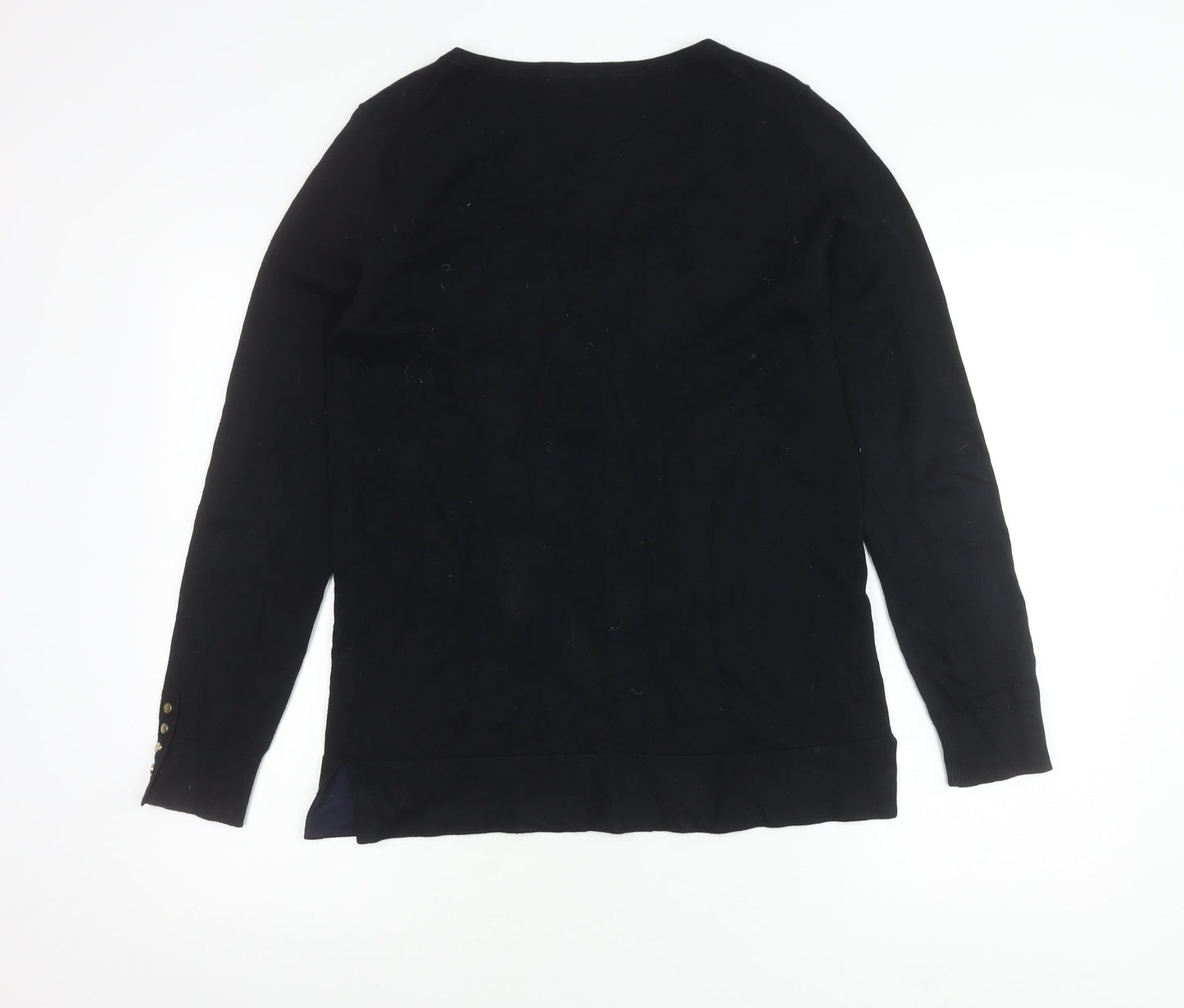 Boden Womens Black V-Neck Pullover Jumper Size S Cotton Blend