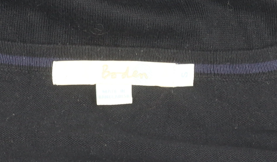 Boden Womens Black V-Neck Pullover Jumper Size S Cotton Blend