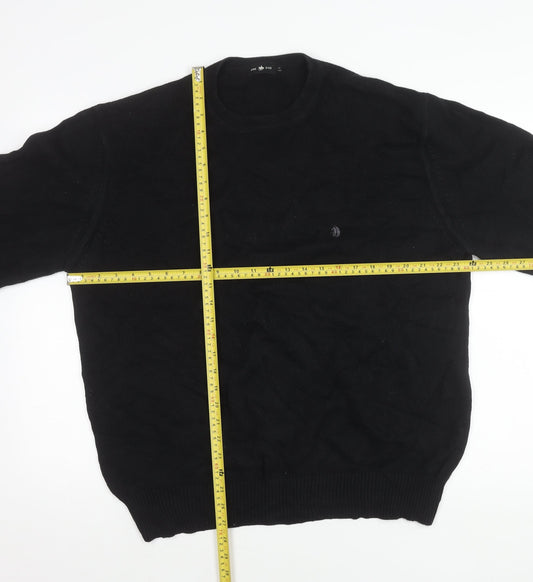 Pre End Mens Black L Pullover Jumper Knit Crew Neck Long Sleeve