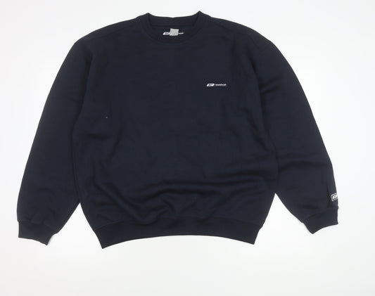 Reebok Men’s Navy Blue Large Pullover Sweatshirt Crew Neck Logo