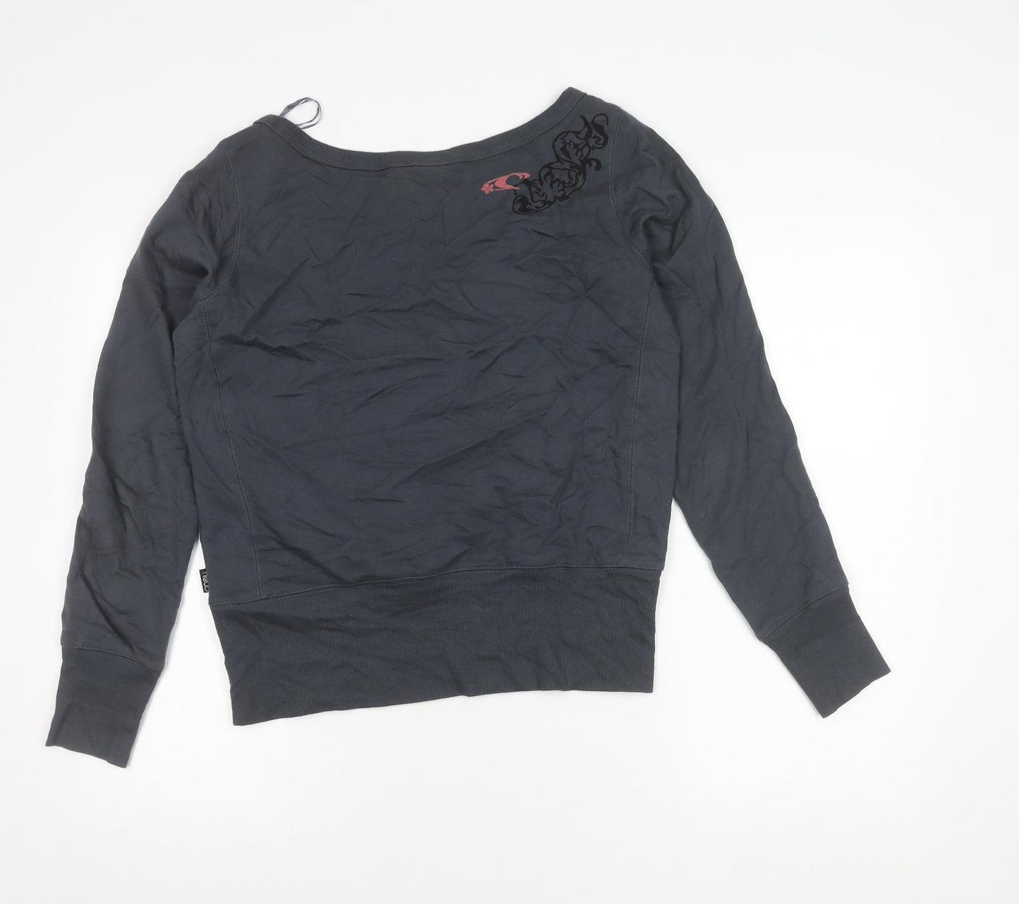 O'Neill Womens Black Cotton Pullover Sweatshirt L Graphic Print