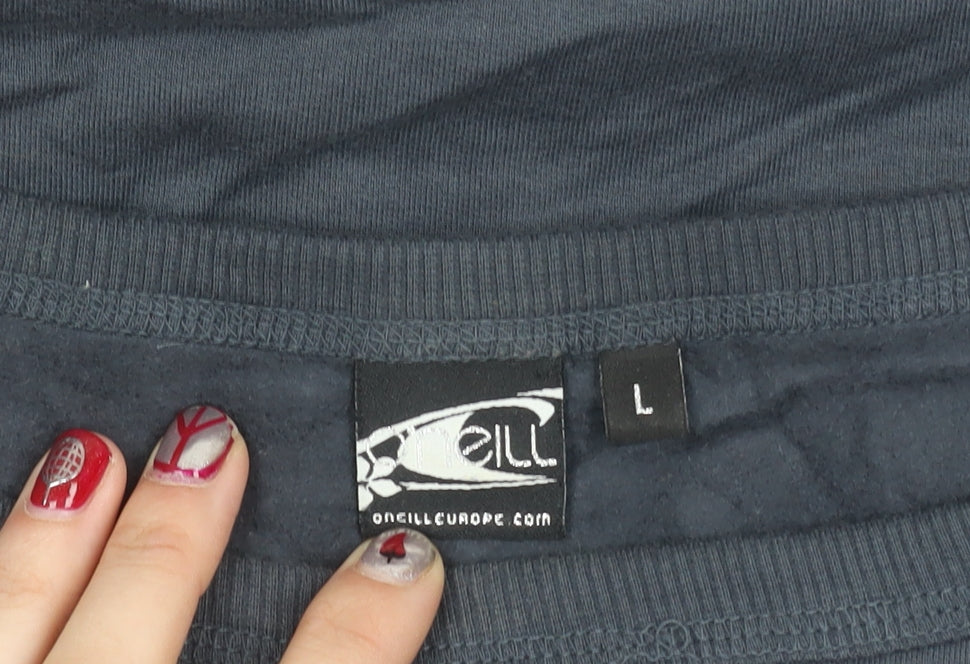 O'Neill Womens Black Cotton Pullover Sweatshirt L Graphic Print