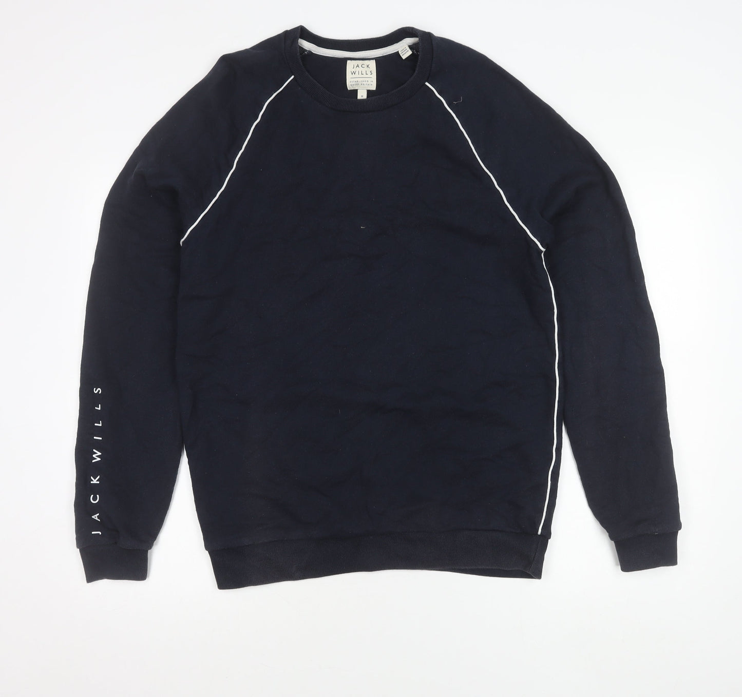 Jack Wills Mens Blue M Crew Neck Pullover Sweatshirt Logo Cotton