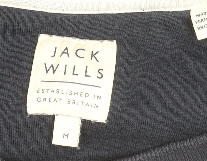 Jack Wills Mens Blue M Crew Neck Pullover Sweatshirt Logo Cotton