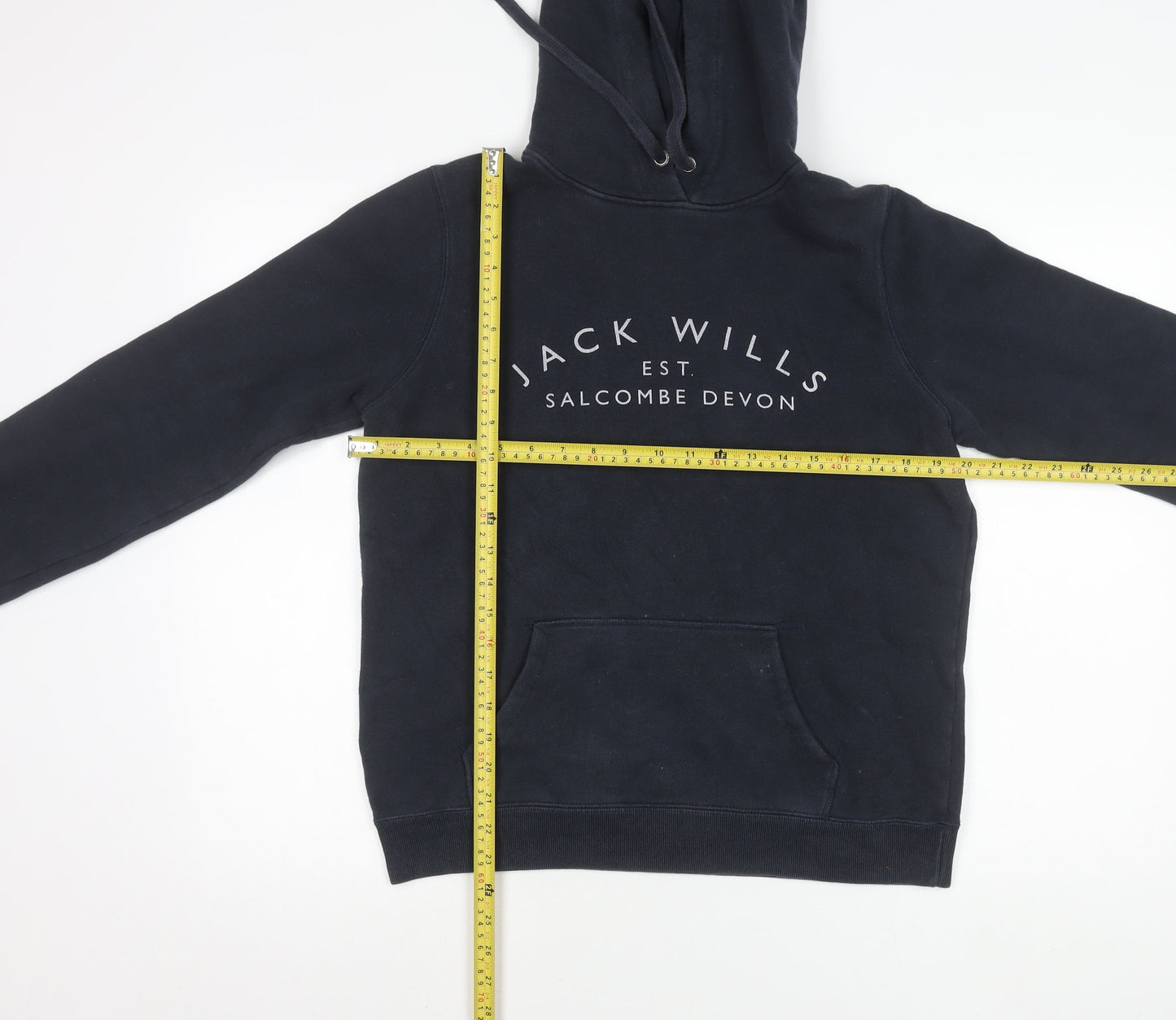 Jack Wills Womens Navy Hoodie UK 12 Cotton Blend Pullover Logo Graphic