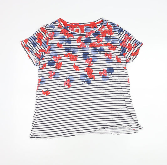 Joules Womens Multicoloured Floral Stripe Cotton T-Shirt UK 18
