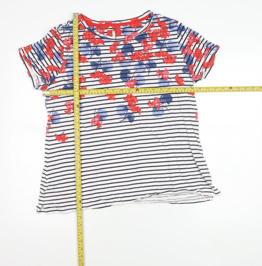 Joules Womens Multicoloured Floral Stripe Cotton T-Shirt UK 18