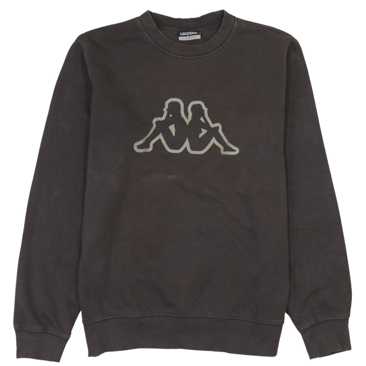 Kappa Mens Brown Sweatshirt Large Logo Pullover Crew Neck