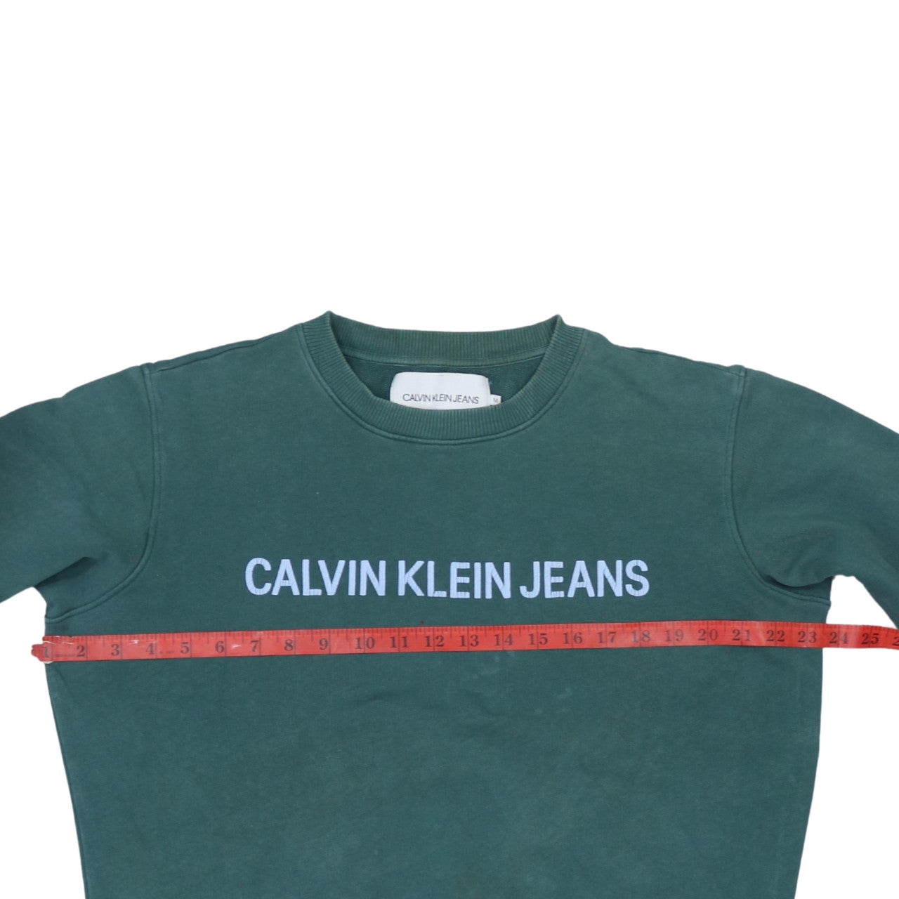 Calvin Klein Jeans Mens Green Sweatshirt M Crew Neck Logo Pullover