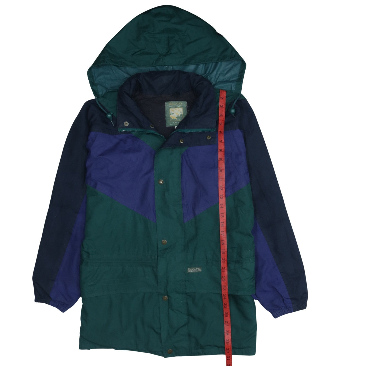 Regatta Men’s Green Navy Parka Jacket S 38in Waterproof Hooded 90s Outdoor