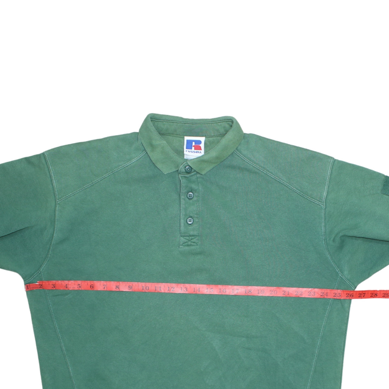 Russell Mens Green Collared Henley Sweatshirt M Regular Fit