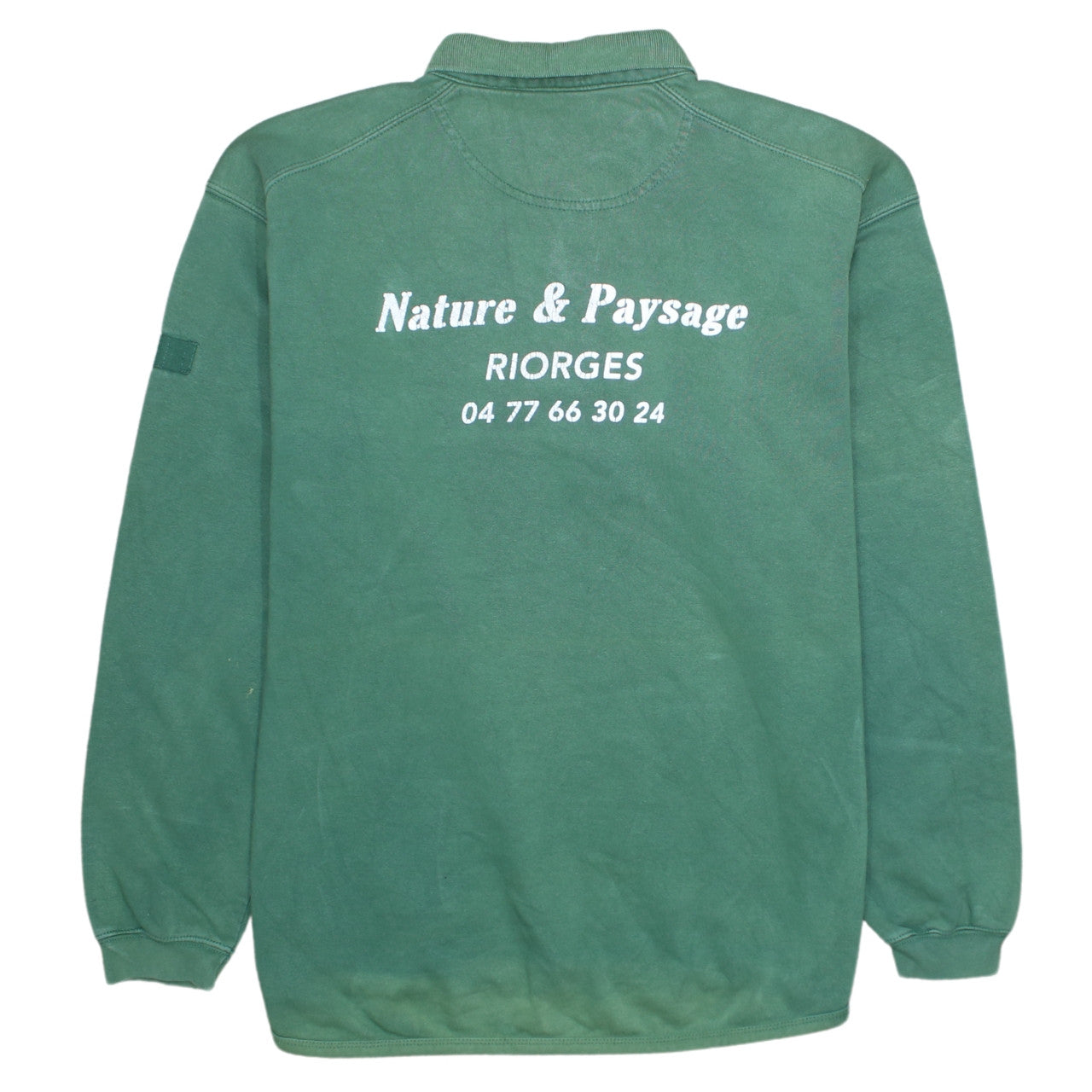 Russell Mens Green Collared Henley Sweatshirt M Regular Fit
