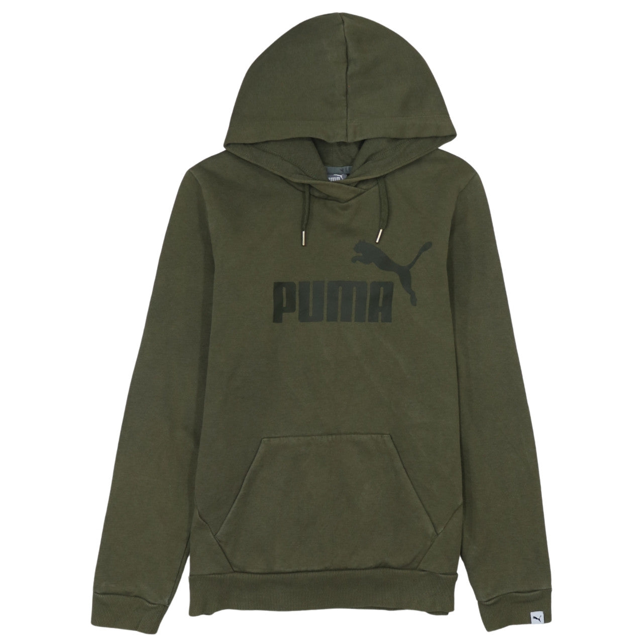 Puma Mens Green Pullover Hoodie Size M Regular Fit Sports Logo