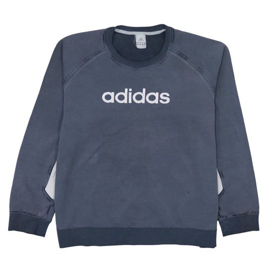 Adidas Mens Blue XL Sweatshirt Pullover Logo Crew Neck Long Sleeve