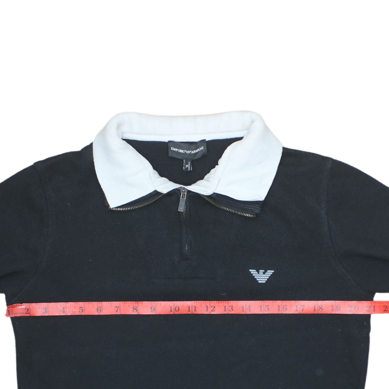 Emporio Armani Men's Black XL Collared 1/4 Zip Cotton Jumper