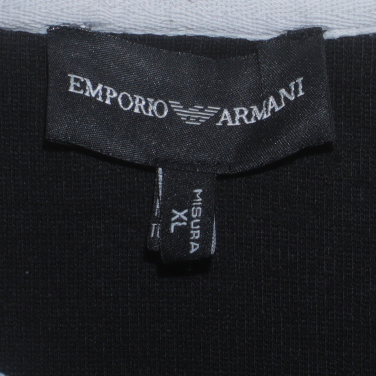 Emporio Armani Men's Black XL Collared 1/4 Zip Cotton Jumper