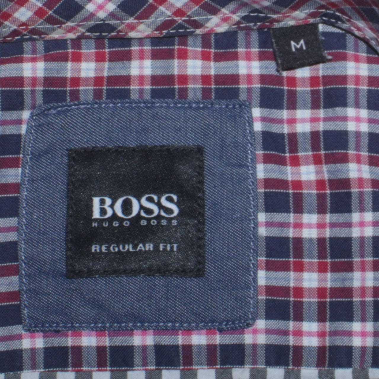 Hugo Boss Men’s Blue Check Cotton Shirt M Regular Fit Long Sleeve