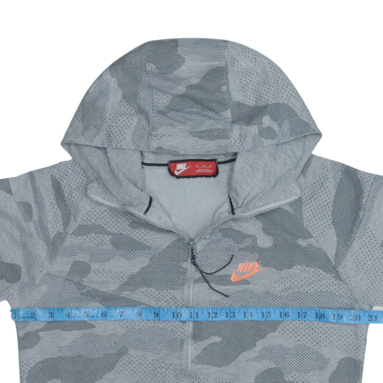 Nike Men’s Grey Camo Full Zip Hoodie XL Cotton Blend