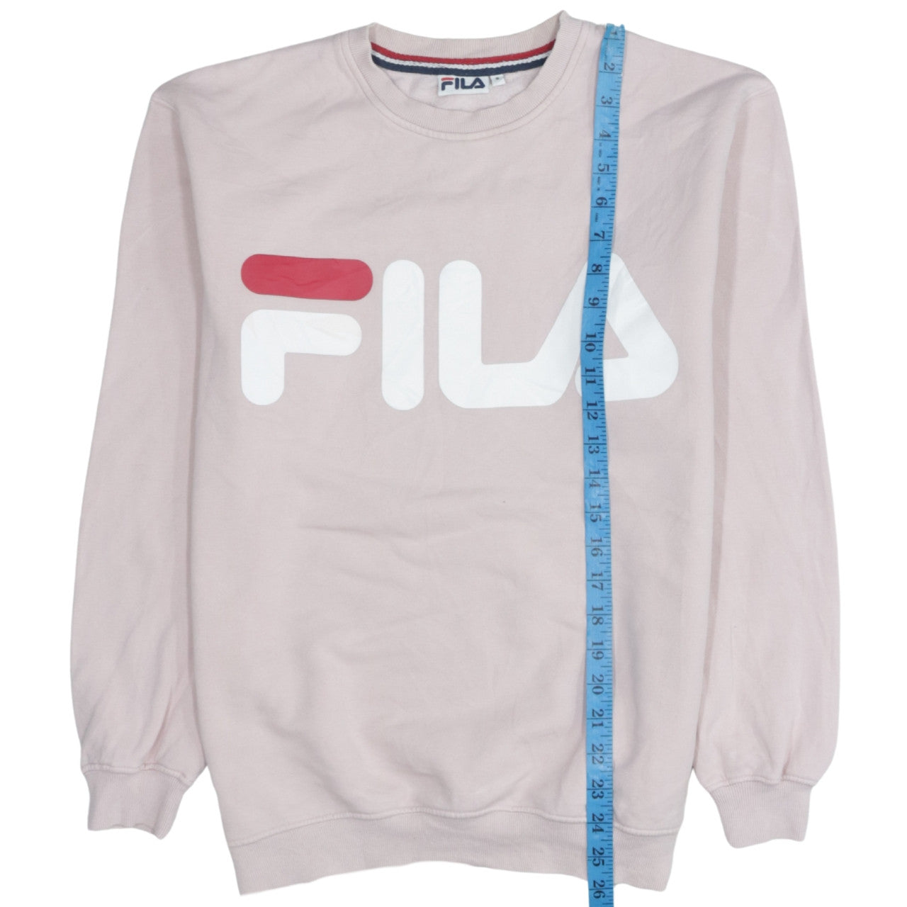 FILA Womens Pink Pullover Sweatshirt S Crew Neck Casual Logo Cotton