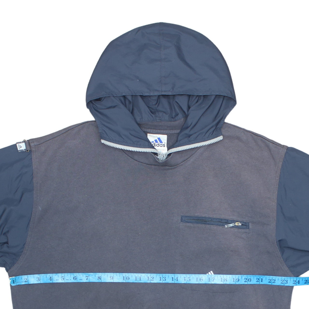 Adidas Men’s Grey Pullover Hoodie L Sports Fleece Zip Pocket