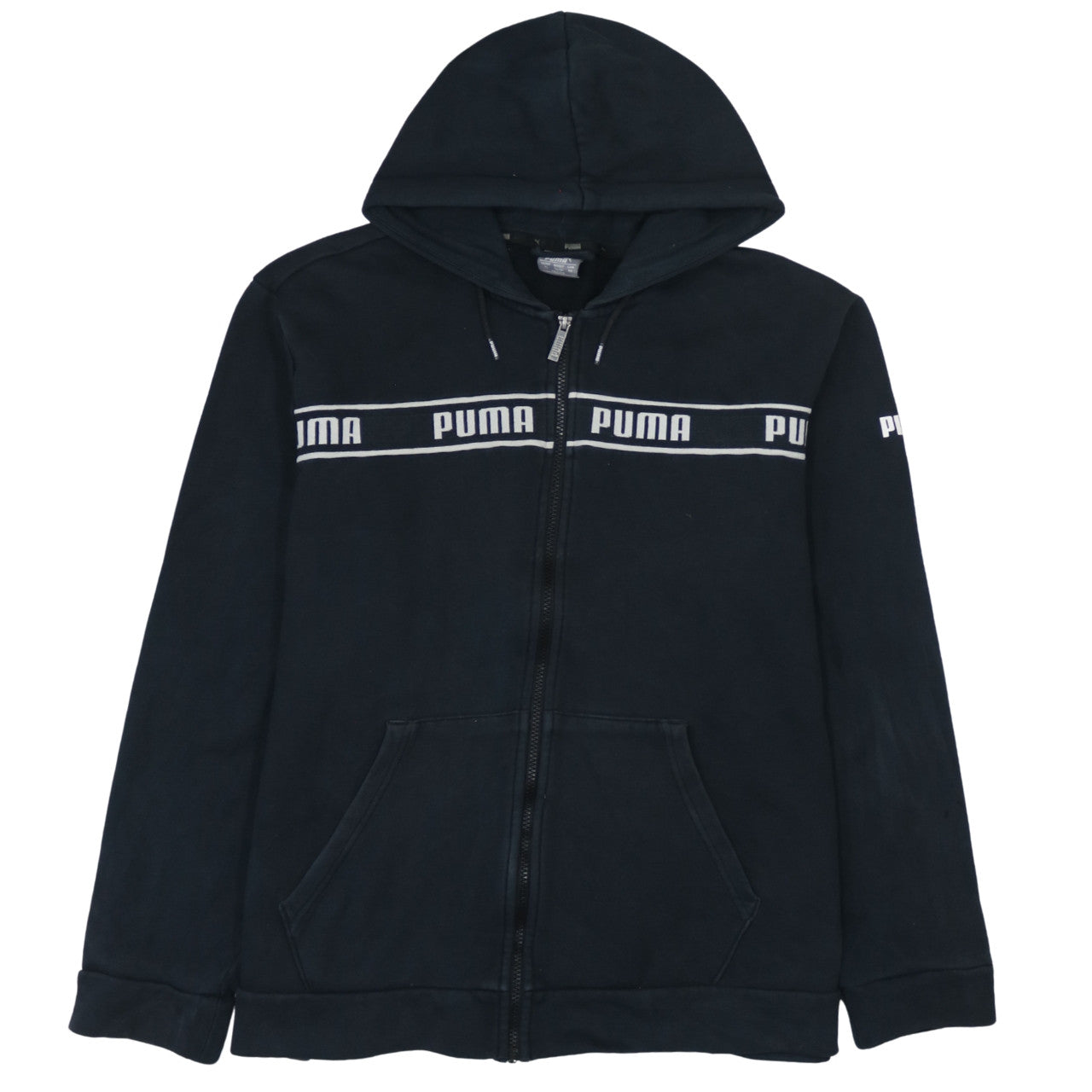 Puma Mens Black XL Full Zip Hoodie Sweatshirt Graphic Logo Sportswear