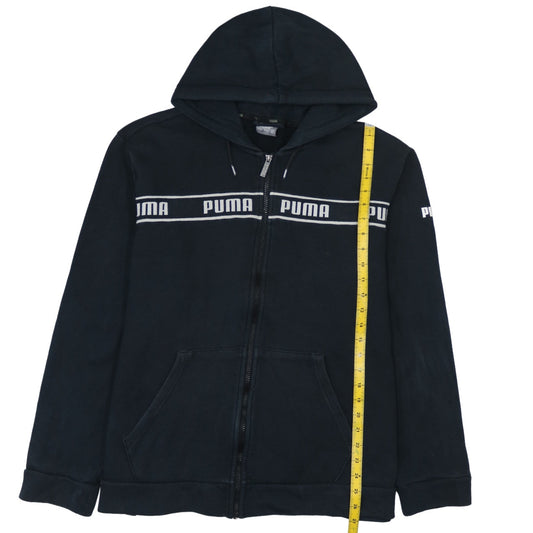 Puma Mens Black XL Full Zip Hoodie Sweatshirt Graphic Logo Sportswear
