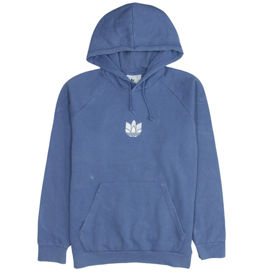 Adidas Mens Blue Pullover Hoodie L Logo Fleece Sportswear