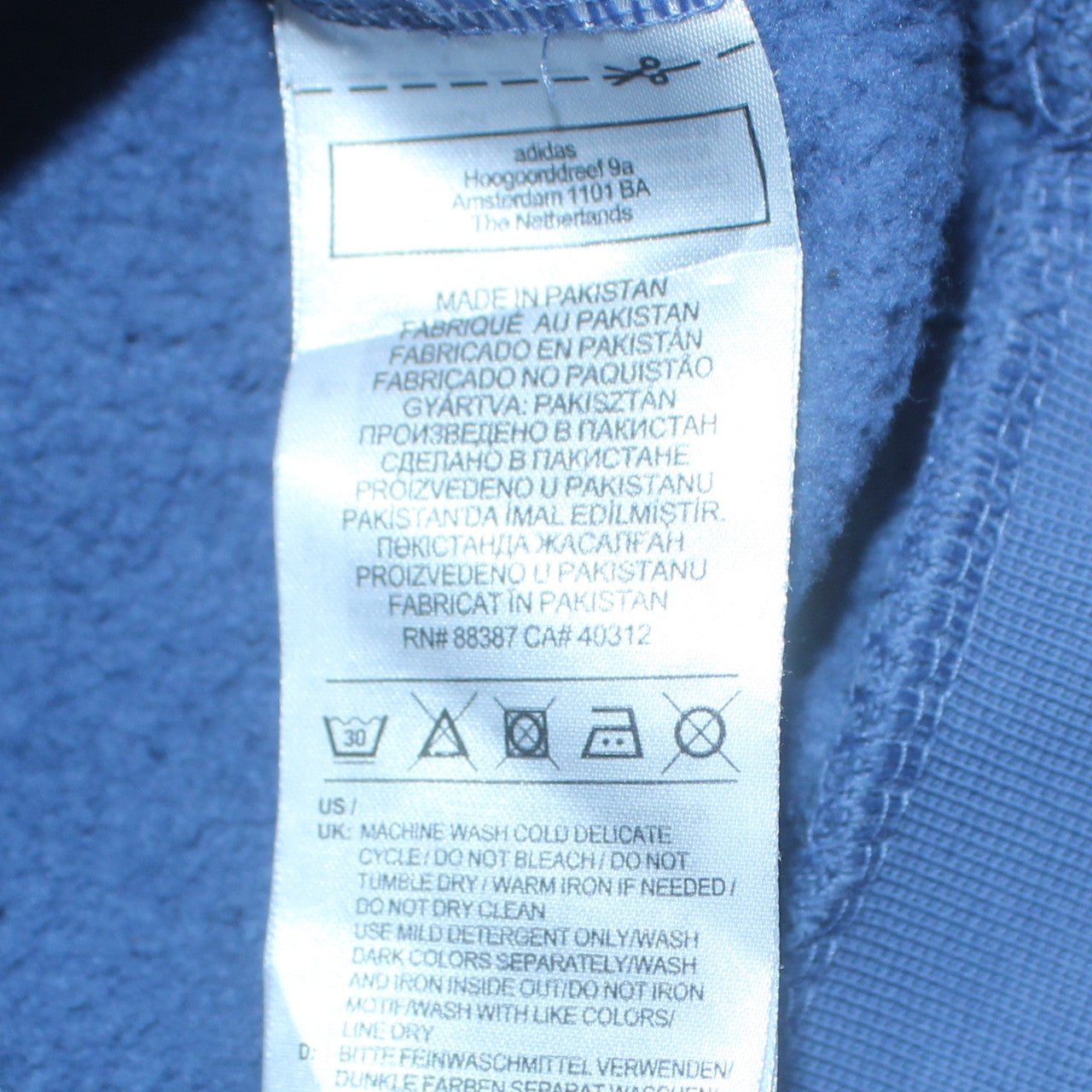 Adidas Mens Blue Pullover Hoodie L Logo Fleece Sportswear