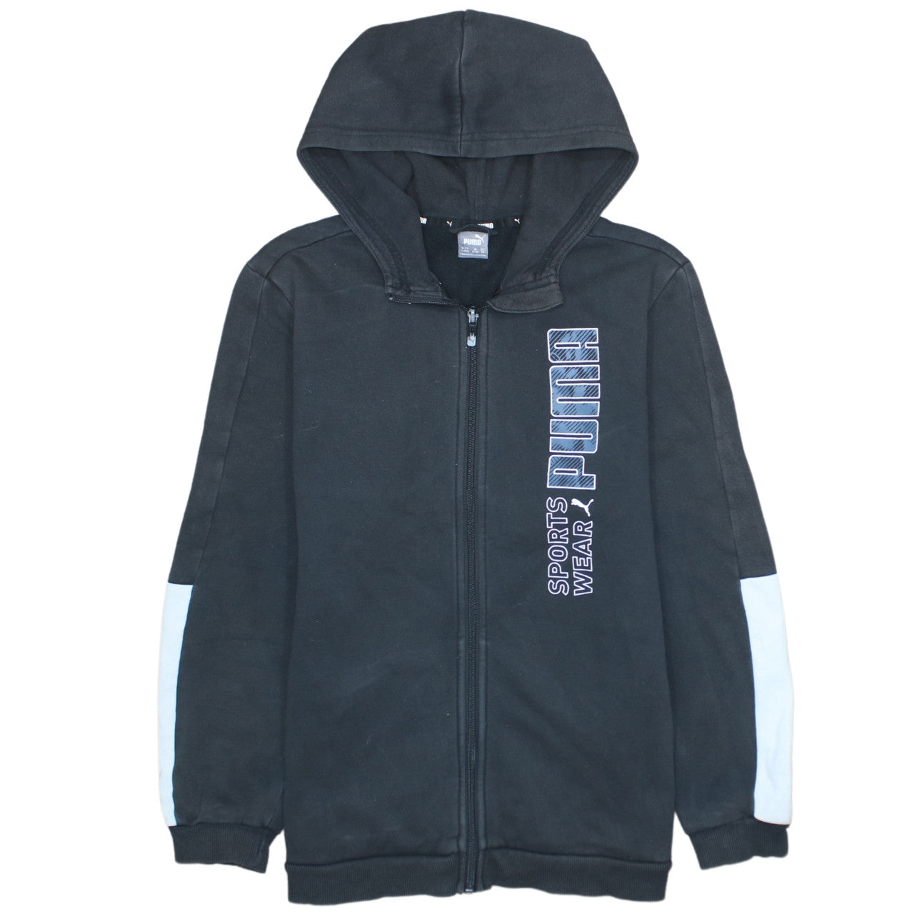 Puma Teens Black Full Zip Hoodie Sweatshirt L 15-16Y Sportswear Logo