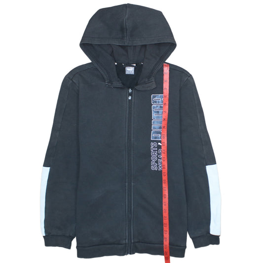 Puma Teens Black Full Zip Hoodie Sweatshirt L 15-16Y Sportswear Logo