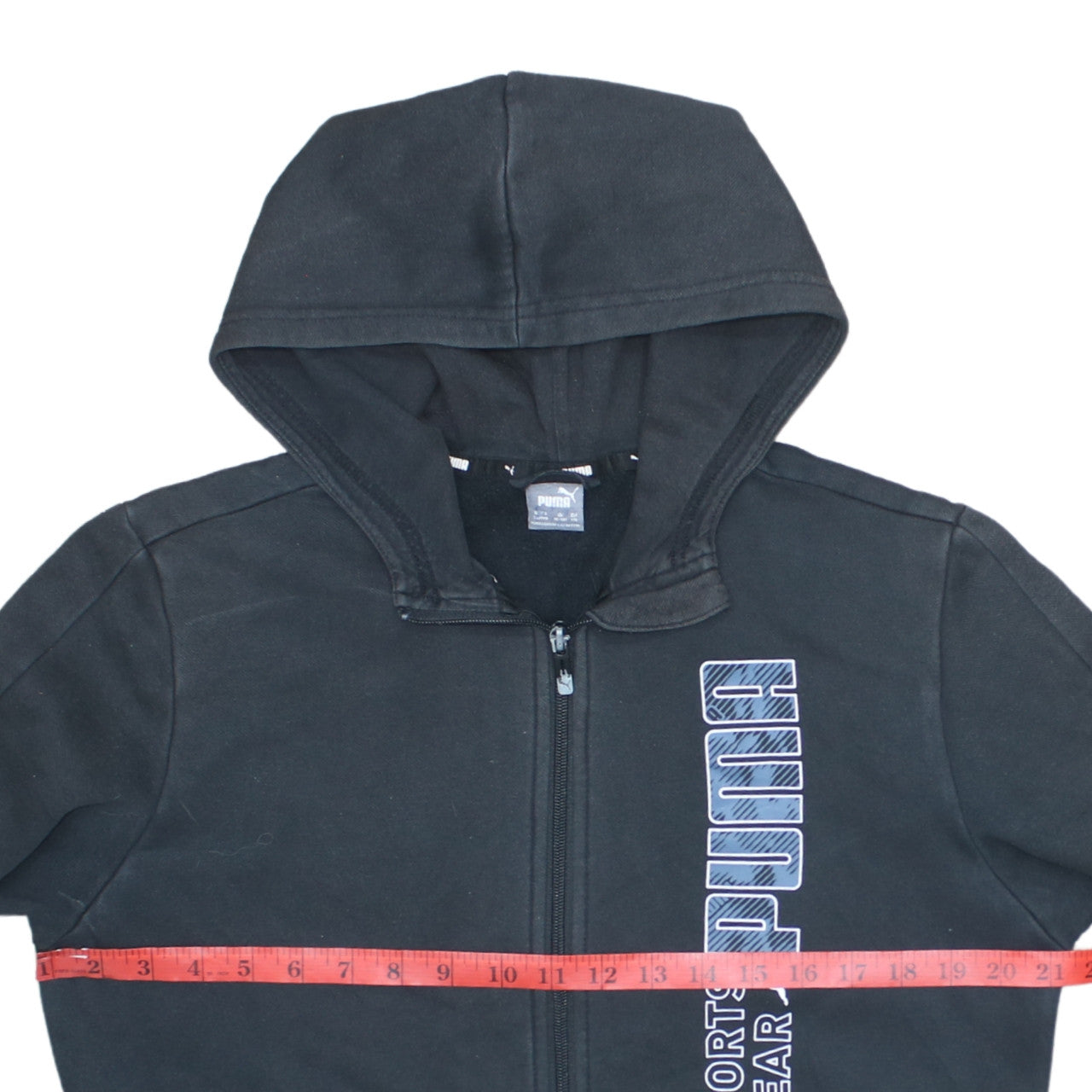 Puma Teens Black Full Zip Hoodie Sweatshirt L 15-16Y Sportswear Logo