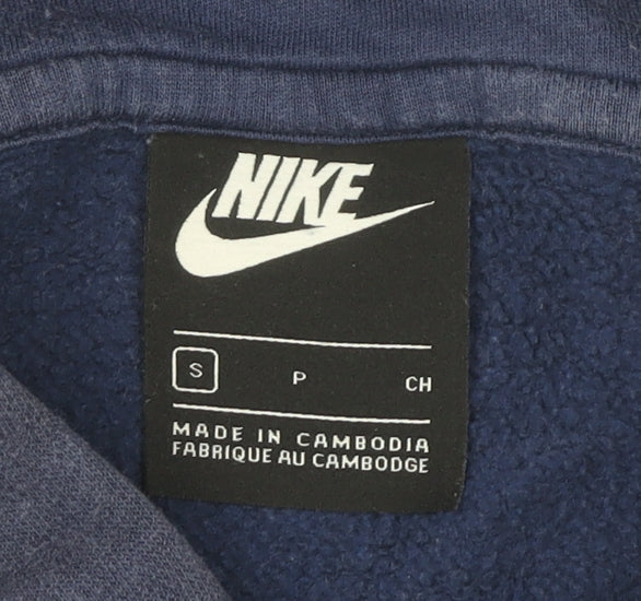Nike Men's Blue Small Pullover Hoodie Sweatshirt Logo Fleece