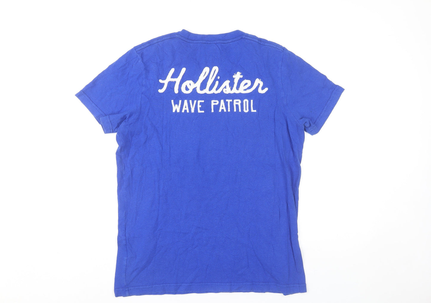 Hollister Men’s Blue V-Neck Graphic Print T-Shirt Size M