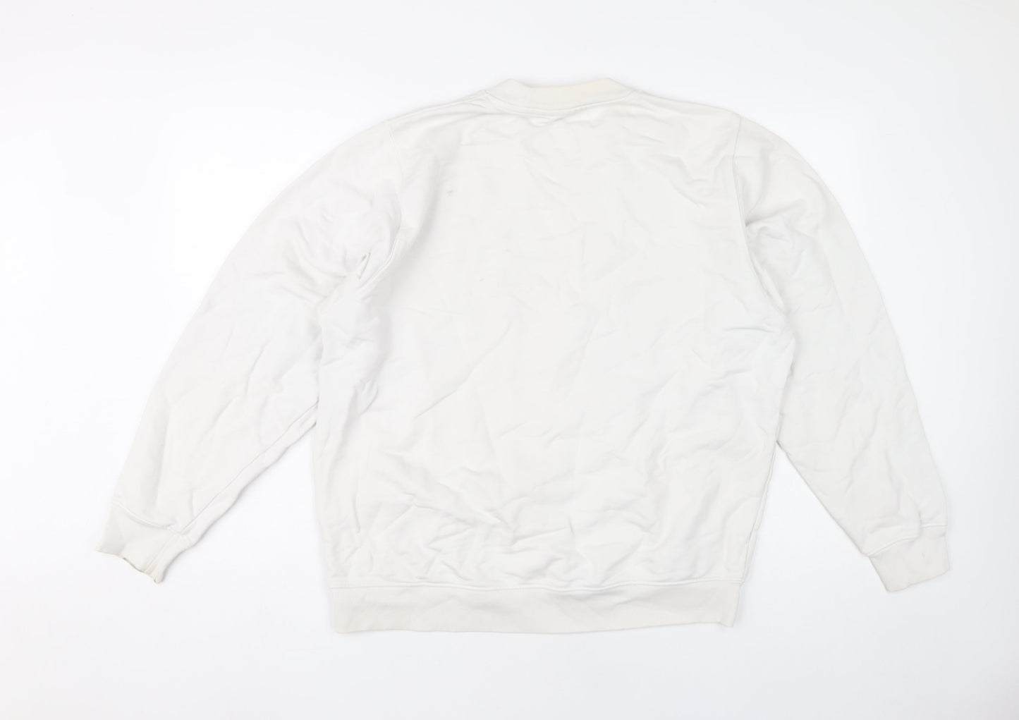 Diesel Unisex White Cotton Pullover Sweatshirt L Logo Graphic