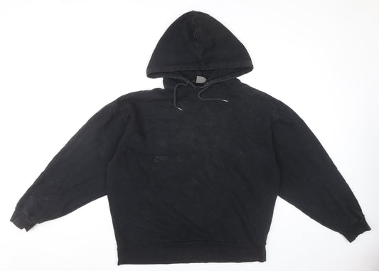 Additional front view of ASOS Men’s Black Pullover Hoodie Medium Graphic Print Retro Style