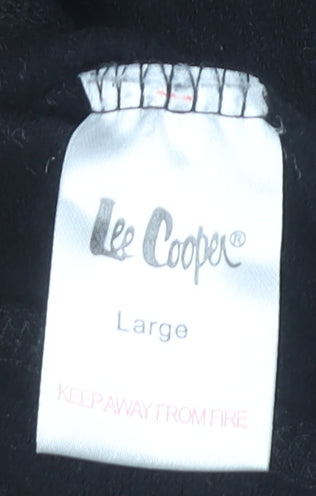 Lee Cooper Men’s Black Hooded Jacket L Basic Button Casual