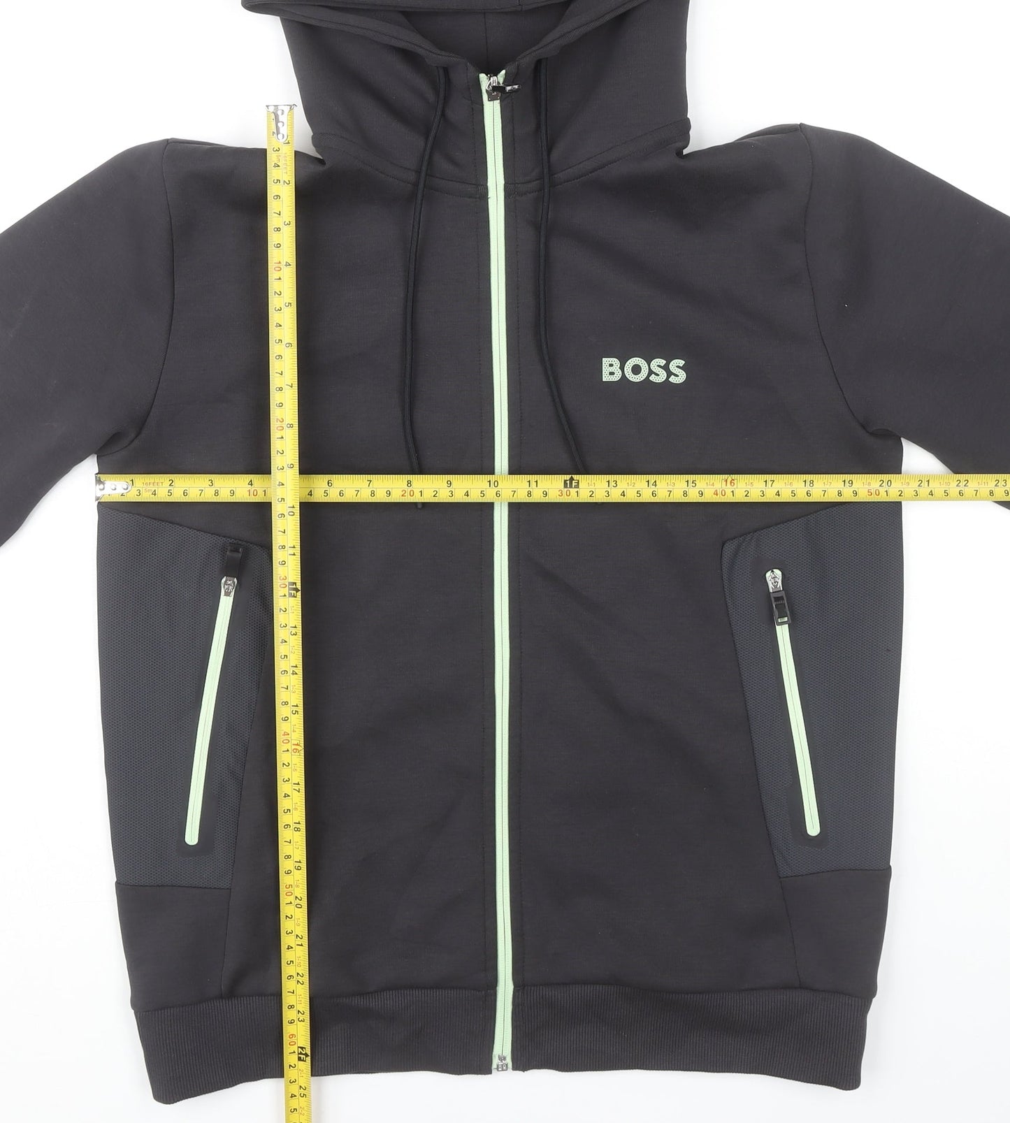 BOSS Men’s Black Full Zip Hoodie Size S Regular Fit with Logo