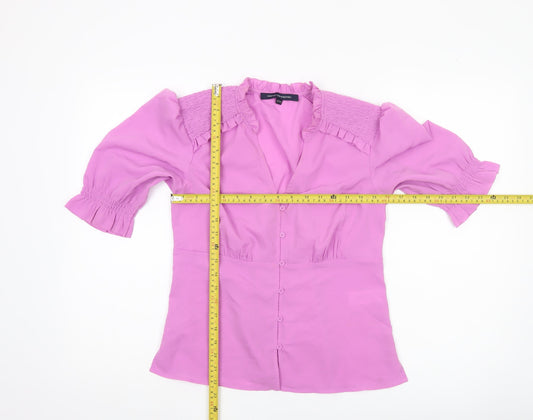 French Connection Womens Pink Size 10 Tunic Blouse 3/4 Sleeve V-Neck