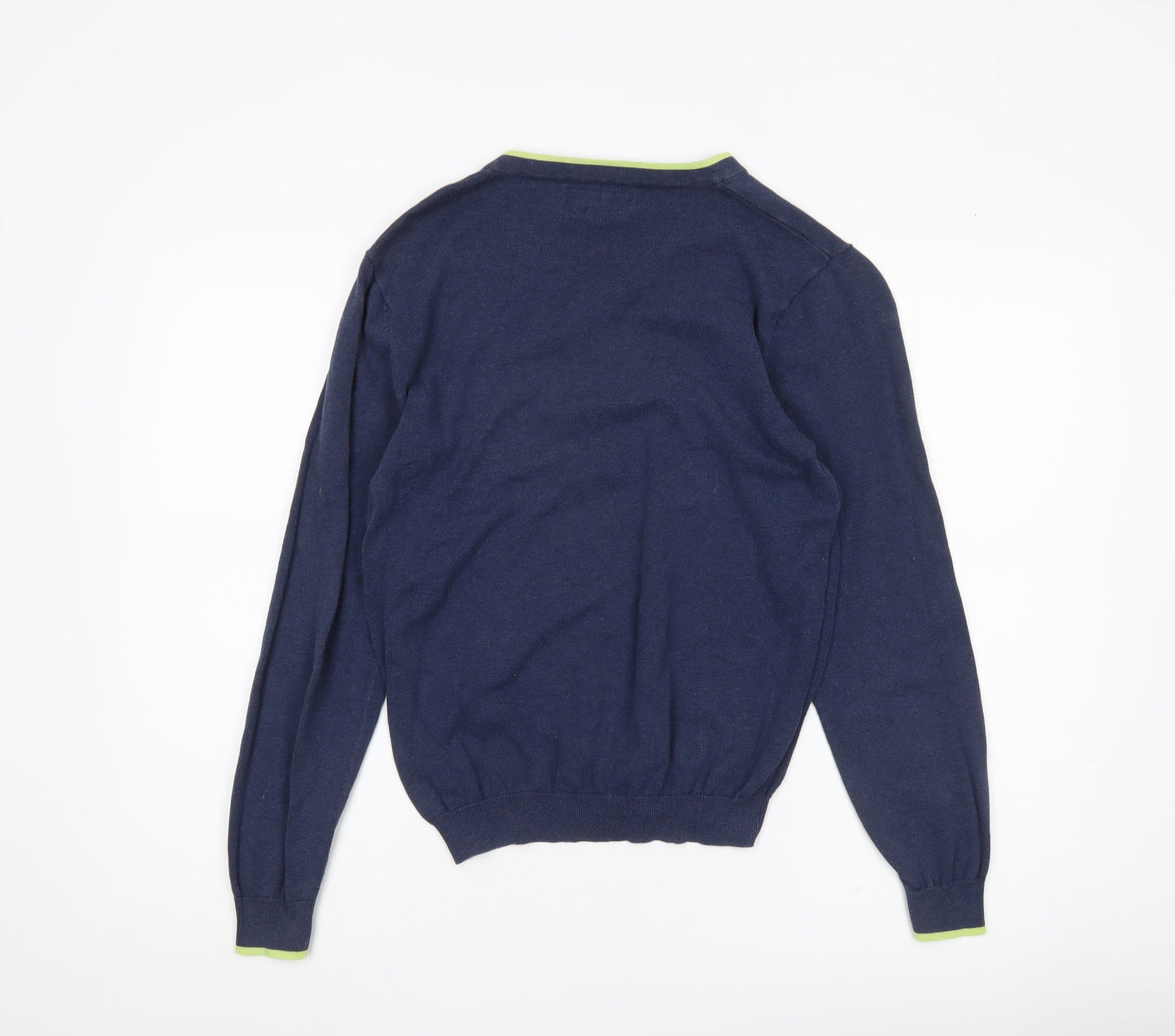 Lambretta Men’s Blue Cotton V-Neck Jumper Sweater M