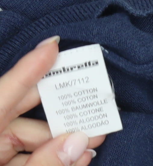 Lambretta Men’s Blue Cotton V-Neck Jumper Sweater M