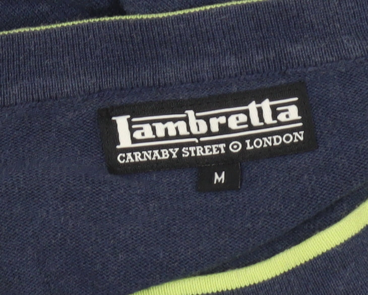 Lambretta Men’s Blue Cotton V-Neck Jumper Sweater M