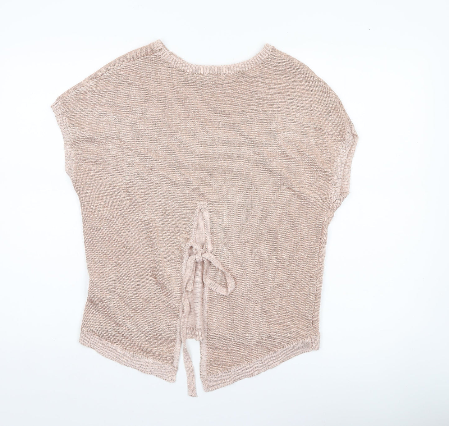Oliver Bonas Women’s Beige Knit Tie Back Blouse Size 10