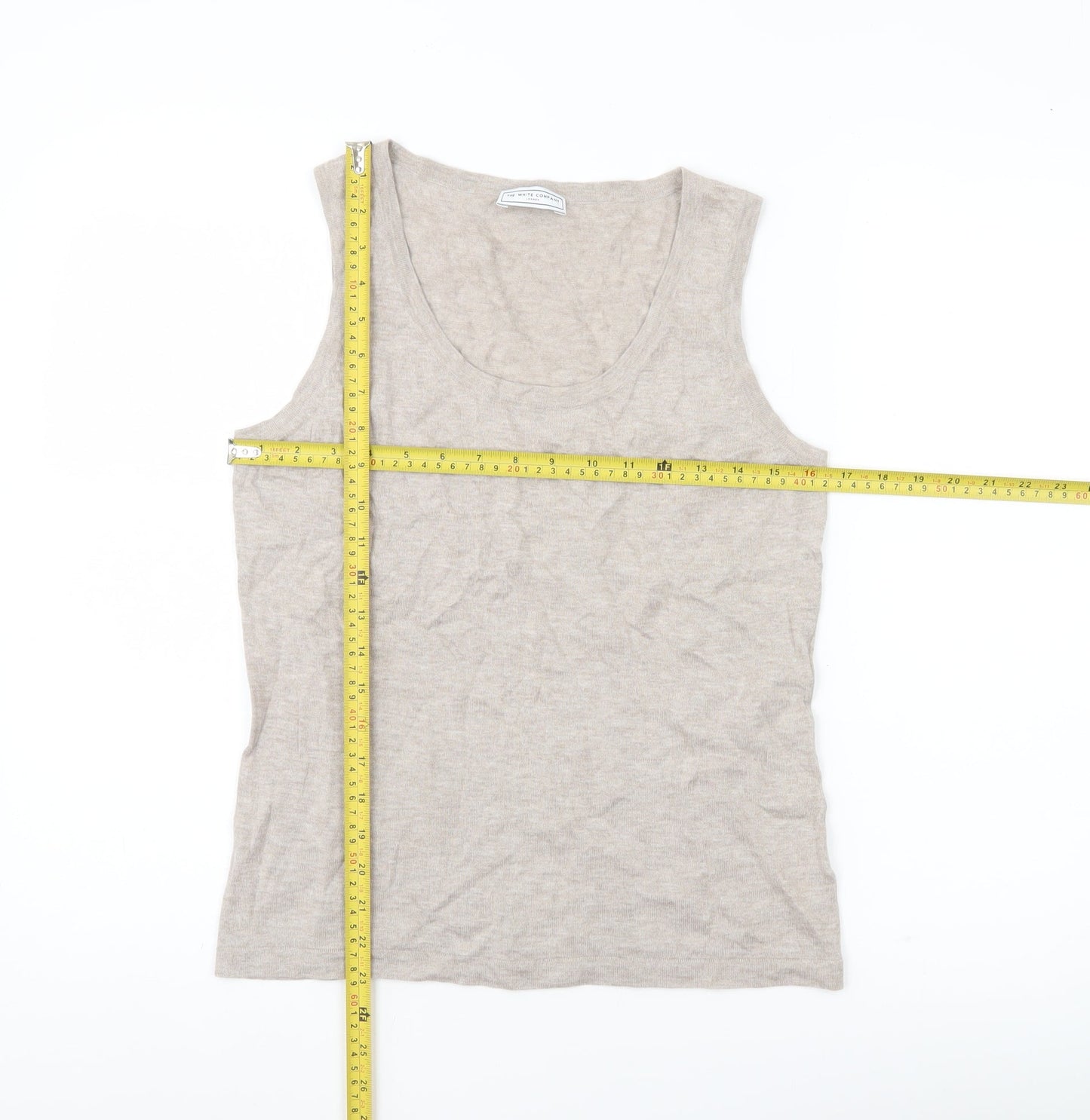 The White Company Women’s Beige Tank Top M Cotton Cashmere Scoop Neck