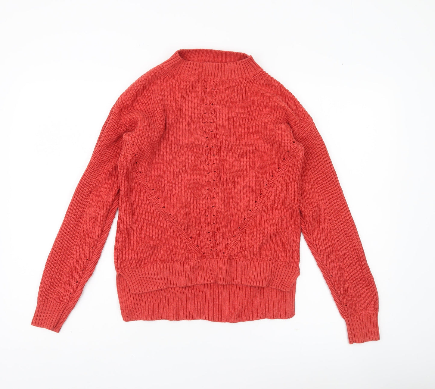 Fat Face Womens Red Cotton Mock Neck Jumper Size 6